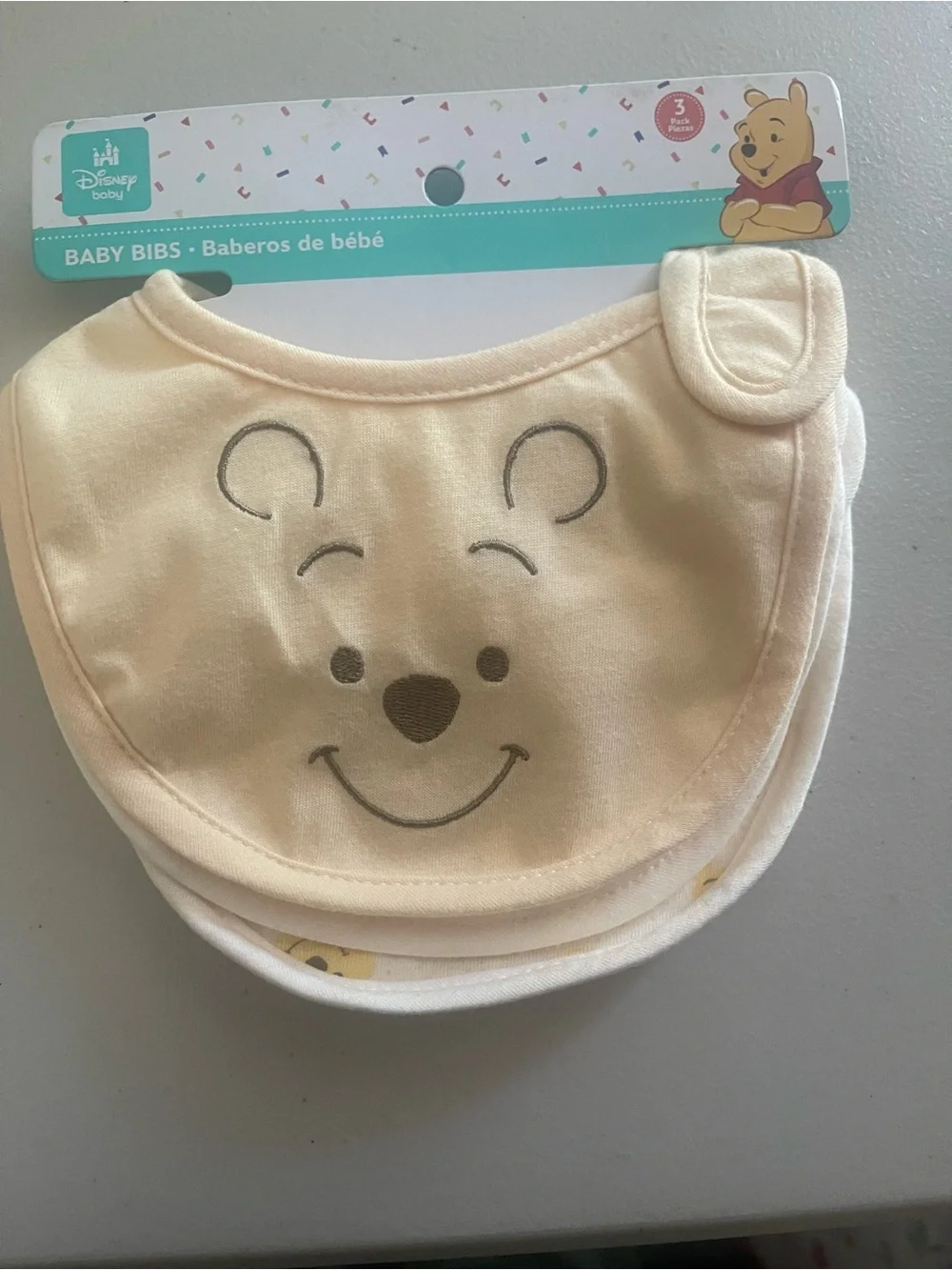Disney Winnie the Pooh Cream and White Baby Bibs - 3 Pack